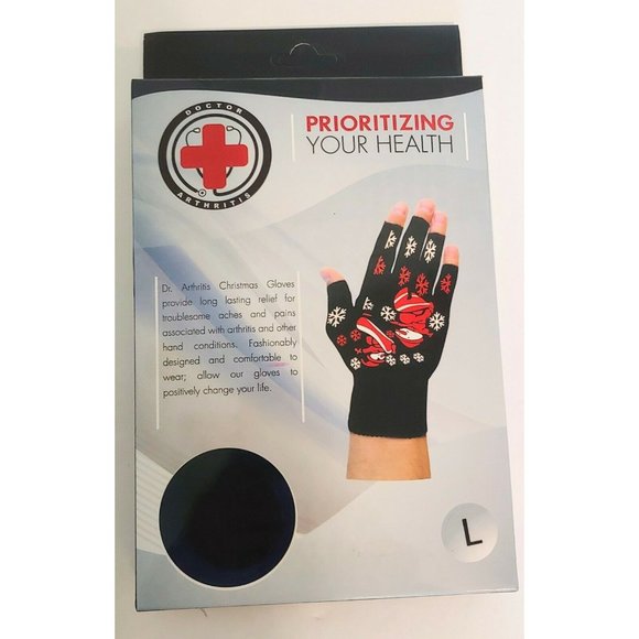 Small Carpel Tunnel Christmas Themed Compression Arthritis Gloves - Picture 2 of 4
